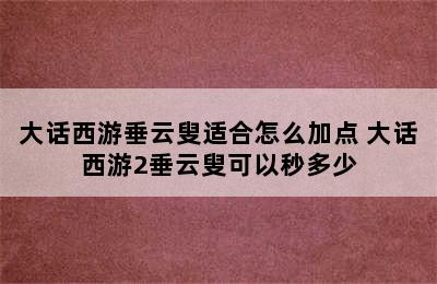 大话西游垂云叟适合怎么加点 大话西游2垂云叟可以秒多少